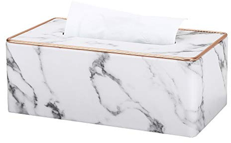 GORESE Leder Tücherbox Kosmetiktücherbox Taschentuchspender (Gray Marble Pattern)