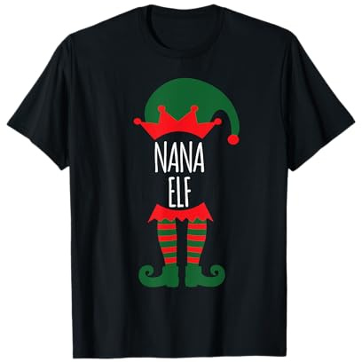 Funny Family Christmas Elf Costume Nana Elf Grandma Gifts T-Shirt