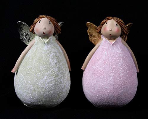 Schick-Design 2 Engel rosa und hellgrün 12 cm Mädchen Rubensfrau mollige Dame Dicke Frau Figur Weihnachten Weihnachtsdeko Dekoration