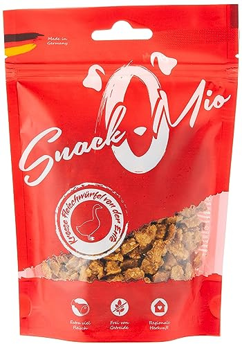 SnackOMio – Premium Hundesnack – saftige Fleischwürfel von der Ente, getreidefrei, 1er Pack (1 x 125g)