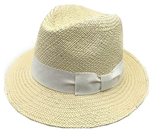 FANTASIE TERRENE Herrenhut Panama Original Made in Ecuador, gezogen und gekräuselt in Italien, Elfenbein Medium