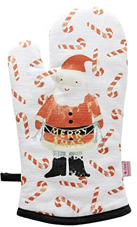 Baumwolle Ofenhadschuh - Weiß - Santa Print