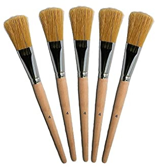 5er-Pack Universalpinsel Größe 4 mit Holzstiel und Naturborsten | (ca. 30 mm Borstenbreite) Für Haushalt, Kunst, Hobby, Schule und Handwerk, Profi-Qualität Made in Germany!