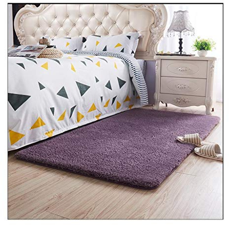 Grafken Thickened Artificial Lambskin Rug, Furry Area Rugs Living Room Sofa Coffee Table Bedroom Children's Room Office Plush Carpet Customizable Size (Color : Purple, Size : 160x100 cm)