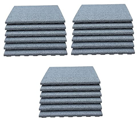 18x Fallschutzmatten 50x50x4cm Grau Gummimatte Platten Gymnastik Fitness Pool Kinder