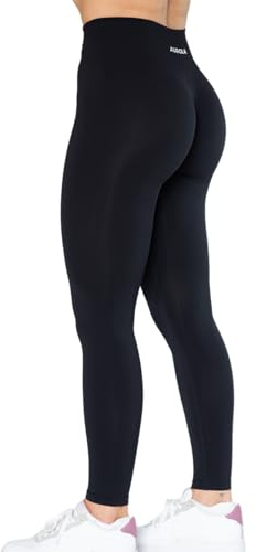 AUROLA Dream Collection Workout Leggings for Women High Waist Seamless Scrunch Athletic Running Gym Fitness Active Pants Dark Black XL