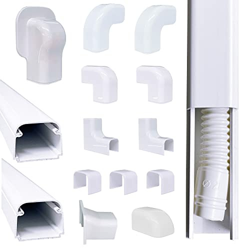 Vorteils-Set Kanal T35 -Opt & Zubehör, 2X Kanal a. 2 Meter + 13 Zubehörteile, Geignet für Kondensatschlauch, Klimaanlage, Wärmepumpe, HDMI-Kabel, Netzwerk-Kabel