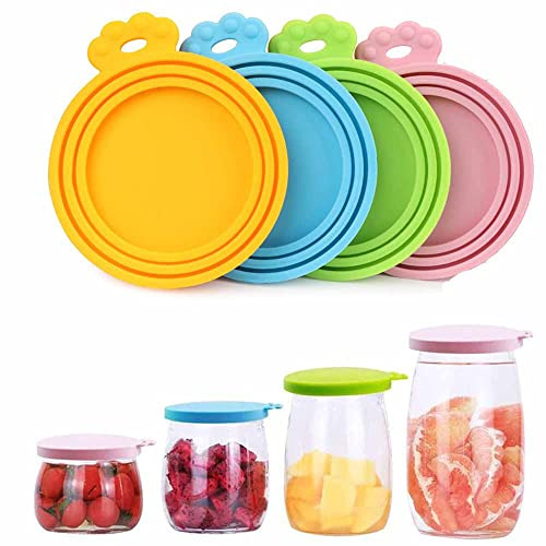 4Pack Universal Silicone Tin Can Lids - BPA Free Fit 3 Standard Size Can Tops for Dog & Cat Food Storage