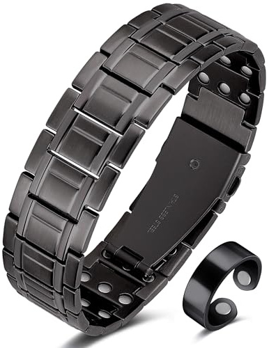 Jeracol Lymphe Detox Titan Stahl Magnetarmband & Ring für Männer, mit ultrastarkem 3500 Gauss Magnet Magnetarmband und Kupfer Magnetring, mit Entfernungswerkzeug und Geschenkbox