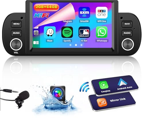 Hikity 2+64GB Android 15 per Fiat Panda 2013-2020 Radio Wireless Carplay 6,2 Pollici Touchscreen Stereo Auto Bluetooth con Navi Schermo WiFi Android Auto FM RDS SWC Mic