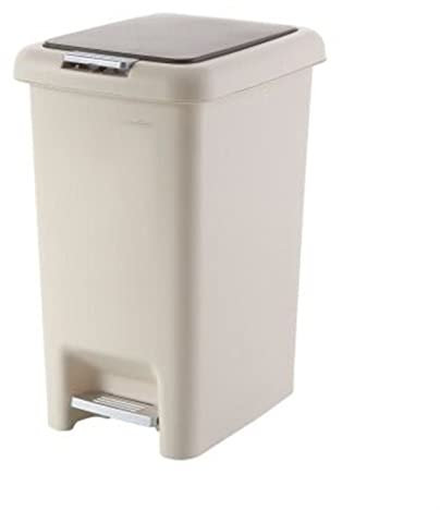 Poubelle Cuisine 8 / 10L Pédale poubelle avec couvercle scellé Couverture domestique toilette Salle de bain de salle de bain en plastique peut mettre fin à la main pression presse poubelle, beige Poub