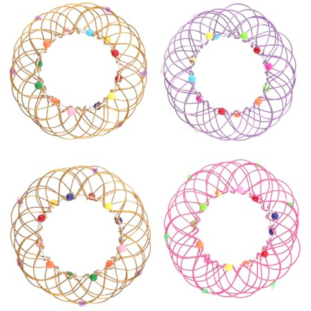 SOLUSTRE 4 Stück Mandala Blumenkorb Draht Für Blumenkörbe Neuheit Mandala Spielzeug Gehirn Blumenringe Spielzeug spielzeugkorb Lehrreich Eisen Rotieren Armbinde Flexibel Violett
