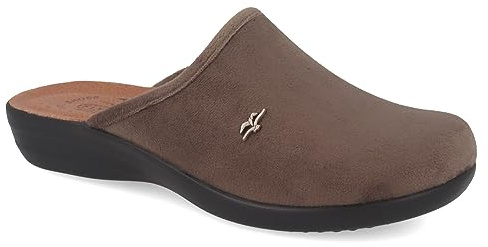 Fly Flot | Classic Woman, Pantofole Donna con Logo, Ciabatta con Tomaia in Velluto, Sottopiede imbottito in Pelle Antishock, Rovere, 37