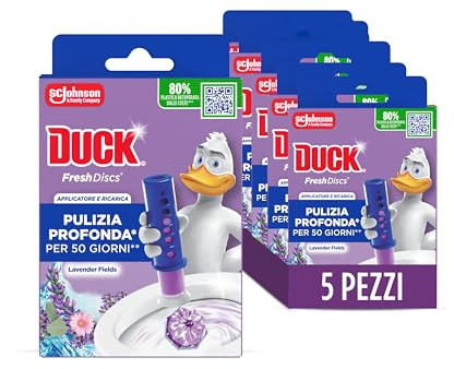 Duck Fresh Discs - Base per Dischi Gel Igienizzanti WC, Fragranza Lavanda- Formato Scorta 5 Applicatori, 30 dischetti