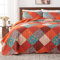 Qucover Colchas Cama 180, Conjunto de Cubrecama 250x270cm Estampado Multicolor Rojo Naranja Azul con 2 Fundas de Almohada, Manta Cama Floral Reversible Microfibra Suave y Ligero para Invierno y Verano