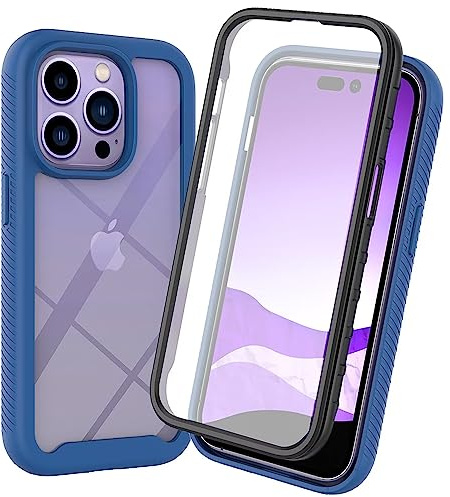 ILING Funda para Xiaomi 13T Pro 5G / Xiaomi 13T 5G, 360° Protección Transparente Antigolpes Ultradelgado Carcasa, Rugerizada Estuche con Protector de Pantalla Incorporado(Azul Oscuro)