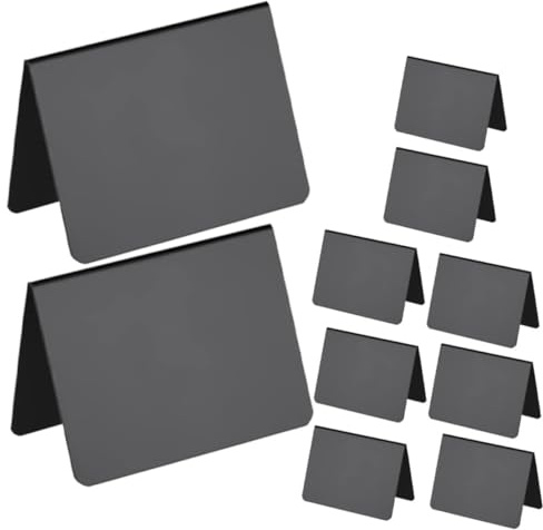TOPPERFUN Schreibtisch Memo Board aus Pvc 10 Stück Abwischbare Memotafel Schilder in Schwarz Doppelseitig Beschreibbar Tragbar für Hochzeiten und Besondere Events