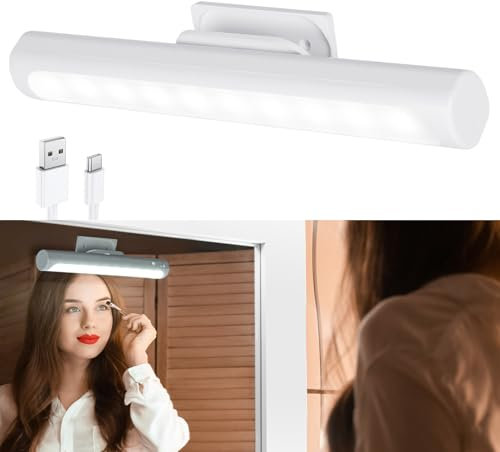 HOTUT Makeup Mirror Lights,Rechargeable Wireless Vanity Mirror Lights,Adjustable 3 Colors Brightness,Screw-Free Portable LED Lamp Bathroom Lighting,for Mirror Vanity Bathroom Wall