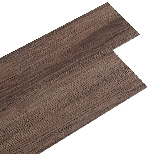 36pcs Floor Tiles Lino Flooring with Wood Effect Self Adhesive Floor Planks 2.0 mm Thick for Bedroom Office Kitchen Floor Plank 91.5 cm x 15.2 cm(5.02㎡,Brown)