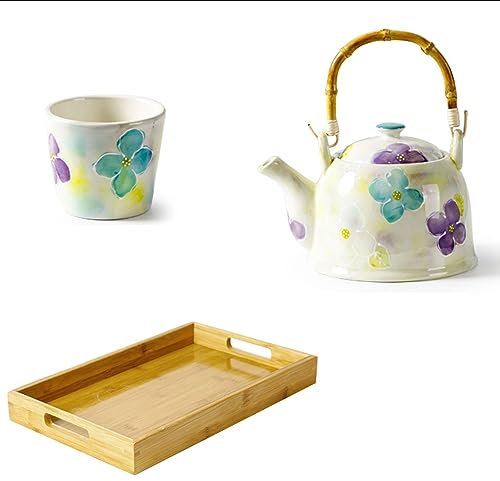 DDKYHU Set da tè Giapponese Set da tè Set da tè Piccolo in Ceramica Trasparente in Stile Giapponese, Set da tè con Tazza teiera pomeridiana Interessante