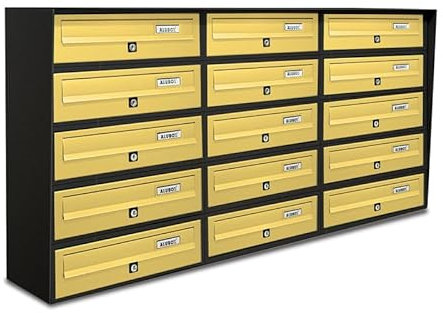 ALUBOX Slim Boîtes aux Lettres Collectives 15 Compartiments 62,8x116x30 cm en Tôle Galvanisée et Aluminium Boîte aux Lettres Extérieure avec Système Anti-Retrait (Anthracite ET Bronze)