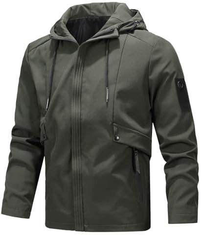 SRZYMJ Windjacke Herren Wasserdicht Kurzmantel Herren Sommer 4Xl Warme Winter-Strickhandschuhe Arbeitsjacke Fahrrad Regenbekleidung Kurzmantel Herren Sommer 4Xl Grün Bike Regenjacke Herren XXL