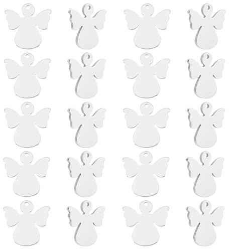 UNICRAFTALE 50 Stück Engel Anhänger Edelstahl Metall Schmuckherstellung Charms Für Weihnachten Ohrringe Halsketten Armbänder Zubehör Bastelloch 1.2mm