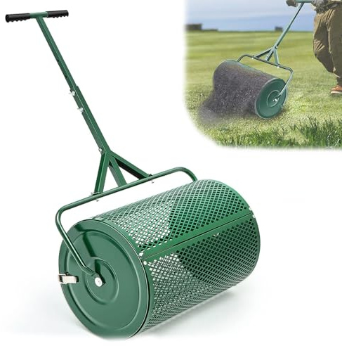 MFYDPP 24 Inch Compost Spreader, Peat Moss Spreader,with Adjustable T Shaped Handle,for Lawn Garden Spreading Manure Topsoil(Size:32cm)
