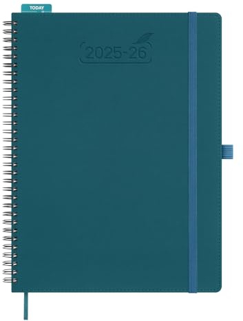 BEZEND Kalender 2026 Wochenplaner A4,18-Monate Juli 25-Dez 26,Buchkalender Ringbuch PU-Leder Softcover 1 Woche 2 Seiten mit Stifthalter - Dunkelgrün