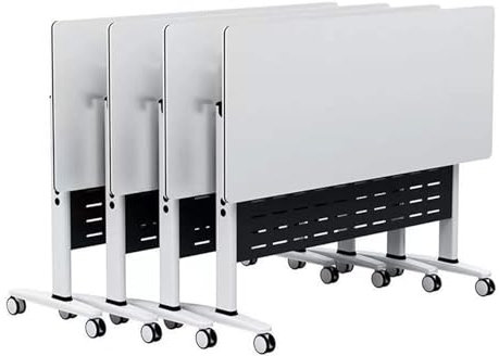 Mobiler Konferenztisch mit feststellbaren Rädern für Training Seminar Modern Weiß Flip Top Büro Meeting Tisch