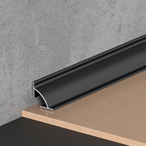 ZZLQIAN Aluminum Scotia,Laminate,Floor,Tile, Wall Corner, Beading & Skirting Board Trim Strips,Caulk Strip,Quadrant Trim,90cm x6 Lengths,Floor Edging Strip, Edging for All Types of Flooring,Black