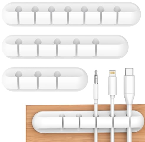 Support de câbles Clips de câbles, 3 pièces de gestion de câbles, Avec 2 couleurs de câble-organisateur pour bureau, câbles d'alimentation, câbles de charge USB, chargeurs, câbles audio