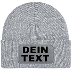 NIMAMA Kinder Beanie Mütze Bedrucken Lassen - Mit Wunschtext personalisiert - Individuell als Geschenk für Jungen und Mädchen selbst gestalten