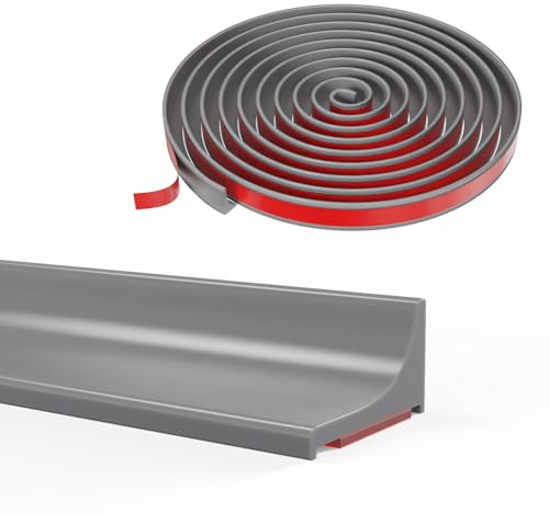 Silicone barre de seuil douche, joint pour douche, rebord douche italienne, barriere de douche anti débordement, Adatto per bagni, docce e cucine (Gris, 255CM)