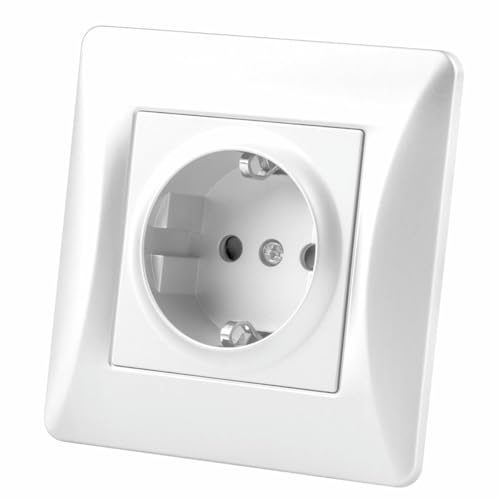 Schuko Base - universum vit infälld bas, 16A, kompatibel med europeiska uttag, perfekt för moderna elinstallationer
