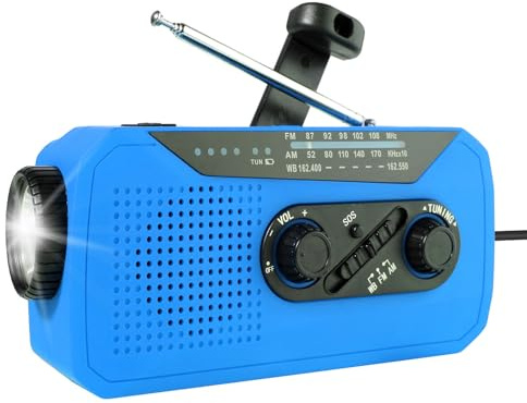 SVCEQZE Radio Solar con manivela, 15x6.5x4 cm radi-o Sol-ar Emergencia, RAD-io meteorológica Sola-r, Emergencias Crank Power Lightlight, Am/FM/NOAA con energía de 2000 mAh con Alarma SOS