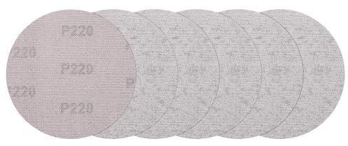 sourcing map Dischi abrasivi a rete da 150 mm, 100 pezzi, grana 220, senza polvere, per cartongesso, carta vetrata con gancio e anello, per cartongesso e pavimenti in stucco