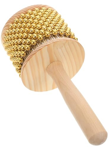CLISPEED Cabasa Portatile con Legno Strumento Percussione per Jazz e Ritmi Africani Shaker Musicale con Perline Metalliche