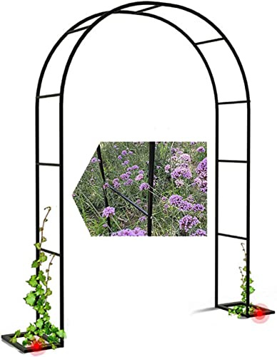 HSIRYAOHD Cadre en acier métallique Treillis d'arc de rose de jardin 2,4 m Noir Robustes Plantes grimpantes Arches tubulaires L2,4 m x H 2,2 m