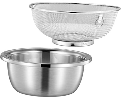 Healifty Passoire à Riz Et Légumes Bol De Lavage Avec Système De Drainage Mailles Fines Acier Inoxydable