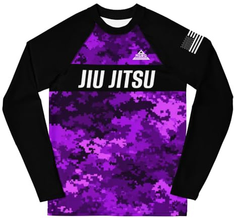 NGRG Youth Girls No Gi Jiu Jitsu Rash Guard - Purple Camo - BJJ, Wrestling, MMA