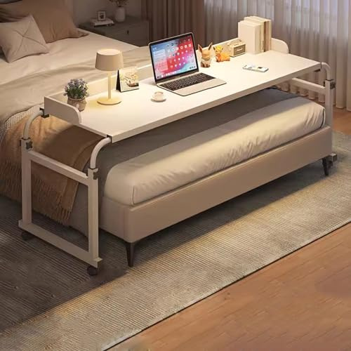 Rollbarer Laptopwagen mit Rollen, verstellbarer Klappbett-Schreibtisch, Arbeitsplatz für den medizinischen und privaten Gebrauch, dehnbares Design für vielseitigen Arbeitsplatz, 115-210 cm