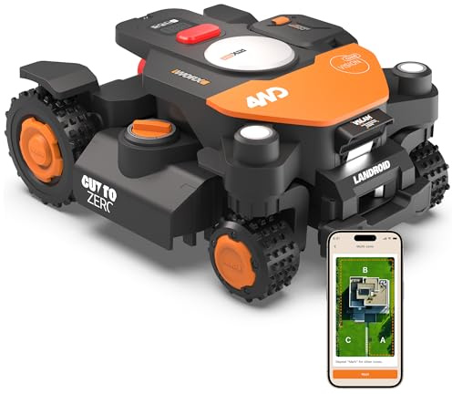 Worx Vision Cloud WR344E, 4WD Mähroboter ohne Begrenzungskabel, 4000 m² | 84% Steigung, KI-Hinderniserkennung, VSLAM+4G+RTK Cloud Navigation, Auto-Mapping, Cut-to-Zero, Keine RTK-Antenne erforderlich