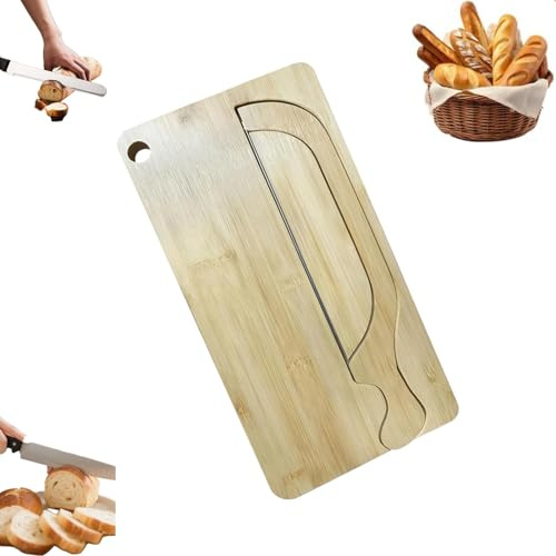 Sourdough Board & Knife Set, Bread Bow Knife and Board Set, Bread Bow Knife with Matching Crumb Tray for Homemadebread, Bows Knife, Sourdoughs Cutter, Left Right Handed Design (Bamboo and Wood)