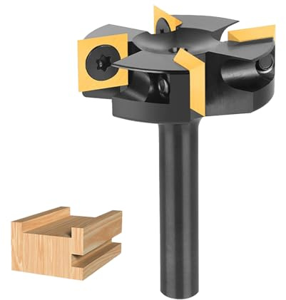 Fresa planadora de 8 mm, fresa de madera de 38,1 mm de diámetro de corte, fresadora con 4 placas intercambiables HM de 12 x 12 mm, fresa de madera CNC para fresado planeado, fresado de ranuras y