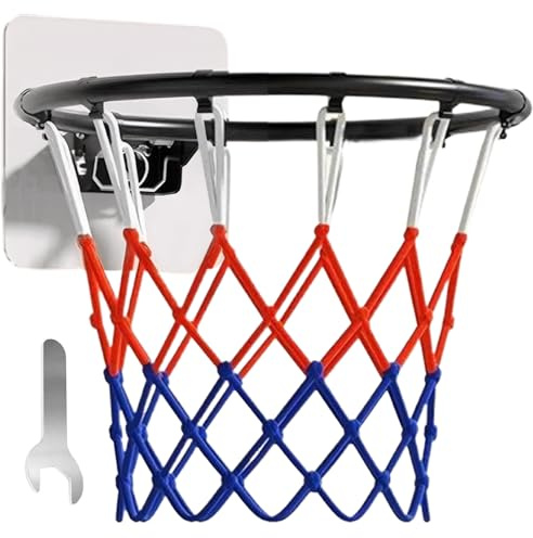 Licsaliwe Reemplazo de aro de Baloncesto con Red para Todo Tipo de Clima, aro Plegable de 14 Pulgadas para Montaje en Pared y Puerta