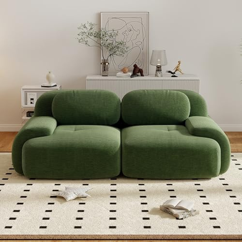 Canapé d'angle convertible 2 places, canapé modulable moderne avec assise large et profonde, canapé compressé en velours côtelé rembourré surdimensionné pour chambre à coucher, aucun assemblage requis