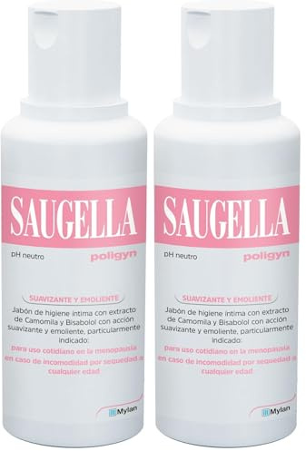 Saugella Poligyn Gel Íntimo para Mujeres en Menopausia - Limpieza Delicada y Alivio de Sequedad Vulvar, Respeta el pH y Protege la Piel Sensible - 250 ml (Paquete de 2)