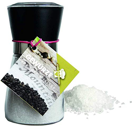 Meersalz Mittelmeer grob Mühle in Salzmühle Vegan BARRIQUE-Feine Manufaktur Italien 185g-Glas
