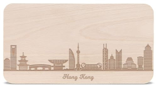 Planche à petit-déjeuner Hong Kong avec gravure Skyline – Planche à pain et cadeau pour Hong Kong – Idéal également comme souvenir
